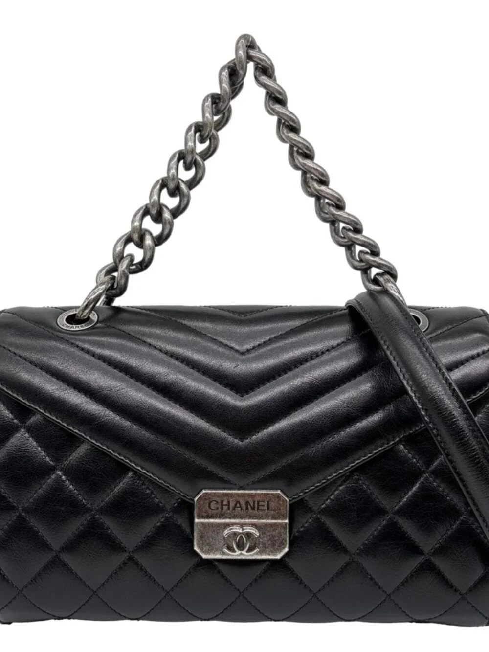 Chanel  Mad About Quilting Flap Medium Quilted Calfskin Leather Shoulder Bag Bla